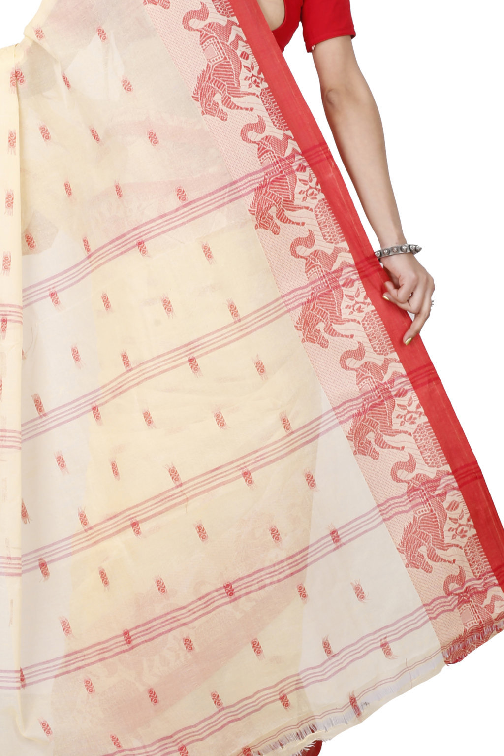 Cream Pure Cotton Indrani Tant Saree (1015)